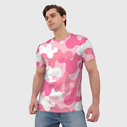 Футболка мужская Камуфляж розовый, цвет: 3D-принт — фото 2