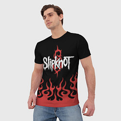 Футболка мужская Slipknot в огне, цвет: 3D-принт — фото 2