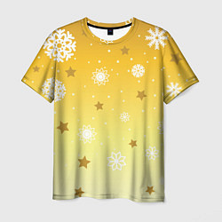 Футболка мужская Снежинки и звезды на желтом, цвет: 3D-принт