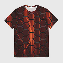 Футболка мужская Огненные шестигранники соты, цвет: 3D-принт