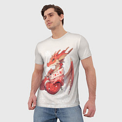 Футболка мужская Красный дракон в свитере, цвет: 3D-принт — фото 2