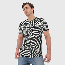 Футболка мужская Шкура зебры черно - белая графика, цвет: 3D-принт — фото 2
