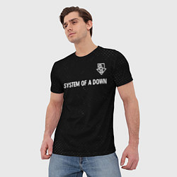 Футболка мужская System of a Down glitch на темном фоне посередине, цвет: 3D-принт — фото 2