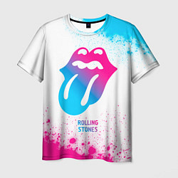 Футболка мужская Rolling Stones neon gradient style, цвет: 3D-принт