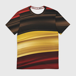 Футболка мужская Черный красный желтый цвет абстракции, цвет: 3D-принт