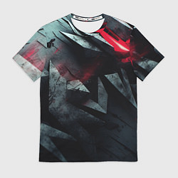 Футболка мужская Черная металлическая с красной вставкой, цвет: 3D-принт