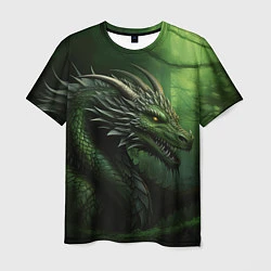 Футболка мужская Зеленый дракон символ 2024, цвет: 3D-принт