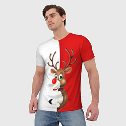 Футболка мужская Christmas deer art, цвет: 3D-принт — фото 2