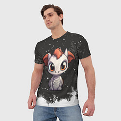 Футболка мужская Белый дракоша 2024, цвет: 3D-принт — фото 2