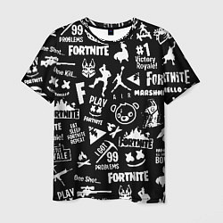 Футболка мужская Fortnite alllogo black, цвет: 3D-принт