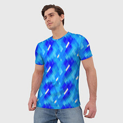 Футболка мужская Синее пиксельное полотно, цвет: 3D-принт — фото 2