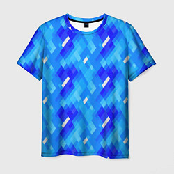 Футболка мужская Синее пиксельное полотно, цвет: 3D-принт