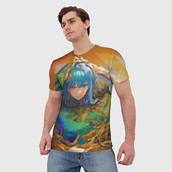 Футболка мужская Аниме девушка с желтыми глазами, цвет: 3D-принт — фото 2