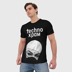 Футболка мужская Techno храм монашка в маске, цвет: 3D-принт — фото 2