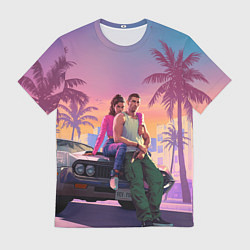 Футболка мужская Люсия с парнем gta 6, цвет: 3D-принт