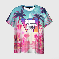Футболка мужская Gta 6 logo vice city style, цвет: 3D-принт