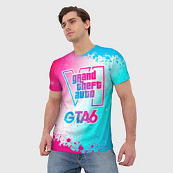Футболка мужская GTA6 neon gradient style, цвет: 3D-принт — фото 2