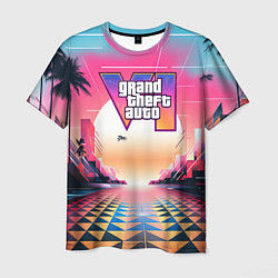 Футболка мужская GTA 6 retro abstract logo, цвет: 3D-принт
