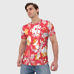 Футболка мужская Рождественские узоры колокольчики, цвет: 3D-принт — фото 2