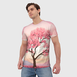 Футболка мужская Вишневое дерево в полном цвету, цвет: 3D-принт — фото 2