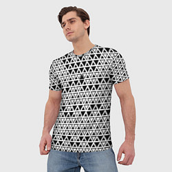 Футболка мужская Треугольники чёрные и белые, цвет: 3D-принт — фото 2