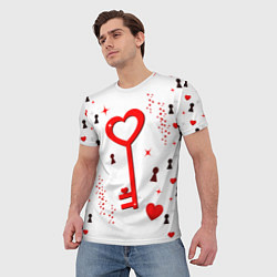 Футболка мужская Сердечный ключик, цвет: 3D-принт — фото 2