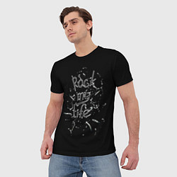 Футболка мужская Rock my life чёрный, цвет: 3D-принт — фото 2