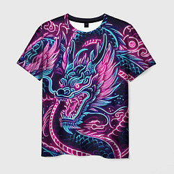 Футболка мужская Neon Japanese dragon - irezumi, цвет: 3D-принт