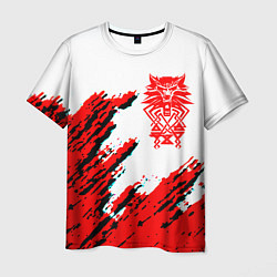 Футболка мужская Ведьмак геральт красные краски лого волк, цвет: 3D-принт