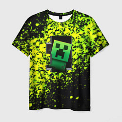 Футболка мужская Minecraft зелёные краски, цвет: 3D-принт