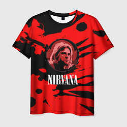 Футболка мужская Nirvana красные краски рок бенд, цвет: 3D-принт