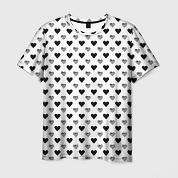 Футболка мужская Черно-белые сердечки, цвет: 3D-принт