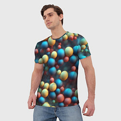 Футболка мужская Разноцветные шарики молекул, цвет: 3D-принт — фото 2