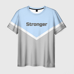 Футболка мужская Stronger серо-голубой, цвет: 3D-принт