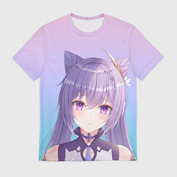 Футболка мужская Аниме девочка с сиреневыми волосами с ушками, цвет: 3D-принт