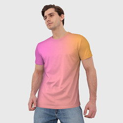 Футболка мужская Розово-желтый градиент, цвет: 3D-принт — фото 2