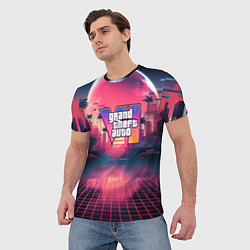 Футболка мужская GTA 6 logo retro night, цвет: 3D-принт — фото 2