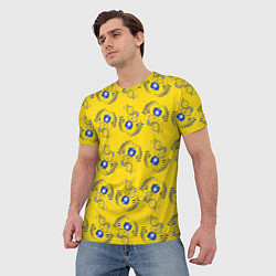 Футболка мужская Узор - цветы гжель на желтом фоне, цвет: 3D-принт — фото 2