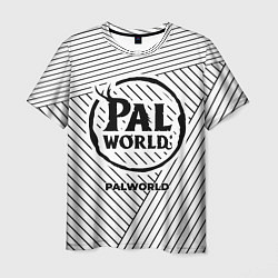 Футболка мужская Символ Palworld на светлом фоне с полосами, цвет: 3D-принт
