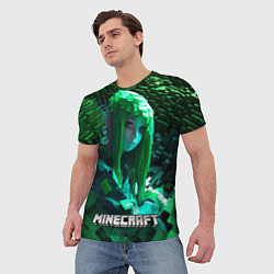 Футболка мужская Minecraft девушка зеленый мир, цвет: 3D-принт — фото 2