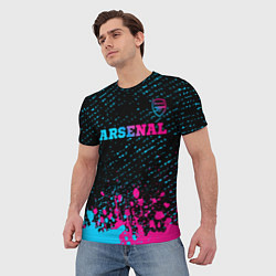 Футболка мужская Arsenal - neon gradient посередине, цвет: 3D-принт — фото 2
