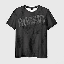 Футболка мужская Russia темно серая надпись, цвет: 3D-принт