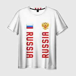 Футболка мужская Россия три полоски на белом фоне, цвет: 3D-принт