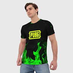 Футболка мужская PUBG кислотное лого огненный стиль, цвет: 3D-принт — фото 2