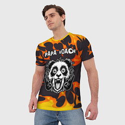 Футболка мужская Papa Roach рок панда и огонь, цвет: 3D-принт — фото 2
