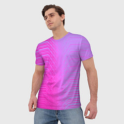 Футболка мужская Розовые градиентные линии, цвет: 3D-принт — фото 2
