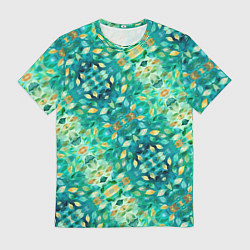 Футболка мужская Изумрудная акварельная весенняя листва, цвет: 3D-принт