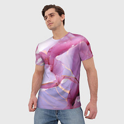 Футболка мужская Куски розового мрамора, цвет: 3D-принт — фото 2
