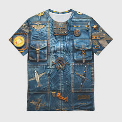 Футболка мужская Джинсы лётчика-авиатора, цвет: 3D-принт