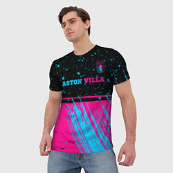 Футболка мужская Aston Villa - neon gradient посередине, цвет: 3D-принт — фото 2